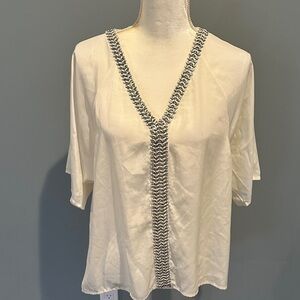 Plenty by Tracy Reese Ivory V-Neck Women's Blouse Size Medium